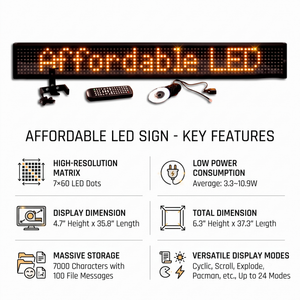L-Series Yellow Single Line Semi-outdoor Programmable LED Sign (6.5" X 38")