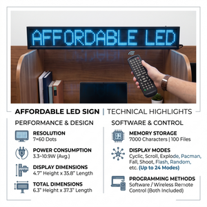 L-Series Blue Single Line Semi-outdoor Programmable LED Sign (6.5" X 38")
