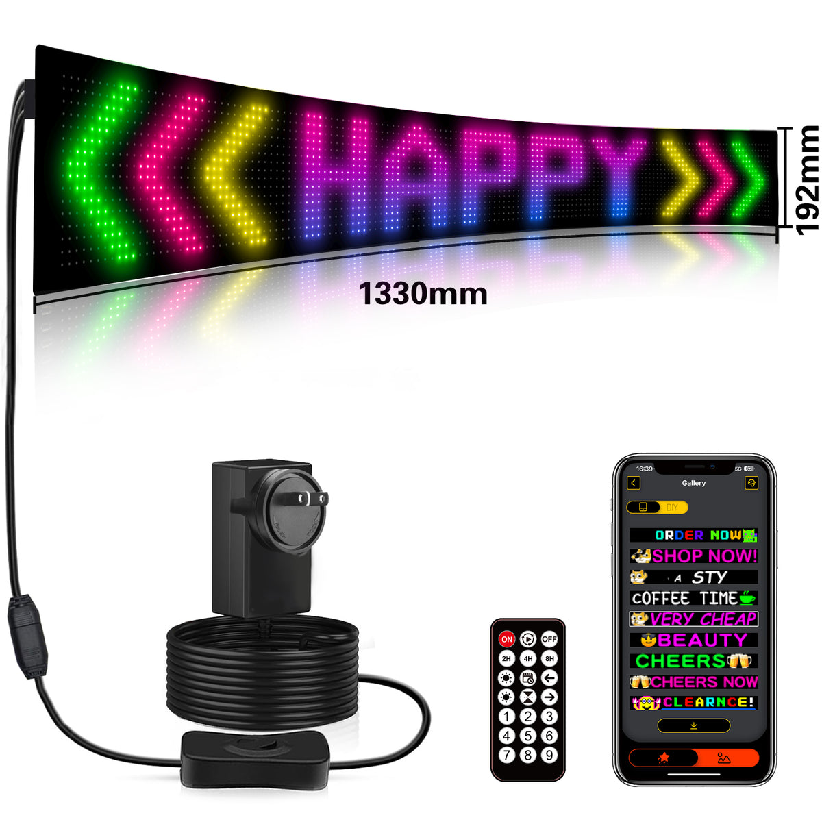 Flexible LED Display Sign with Mobile App Control (52.36" x 7.56")
