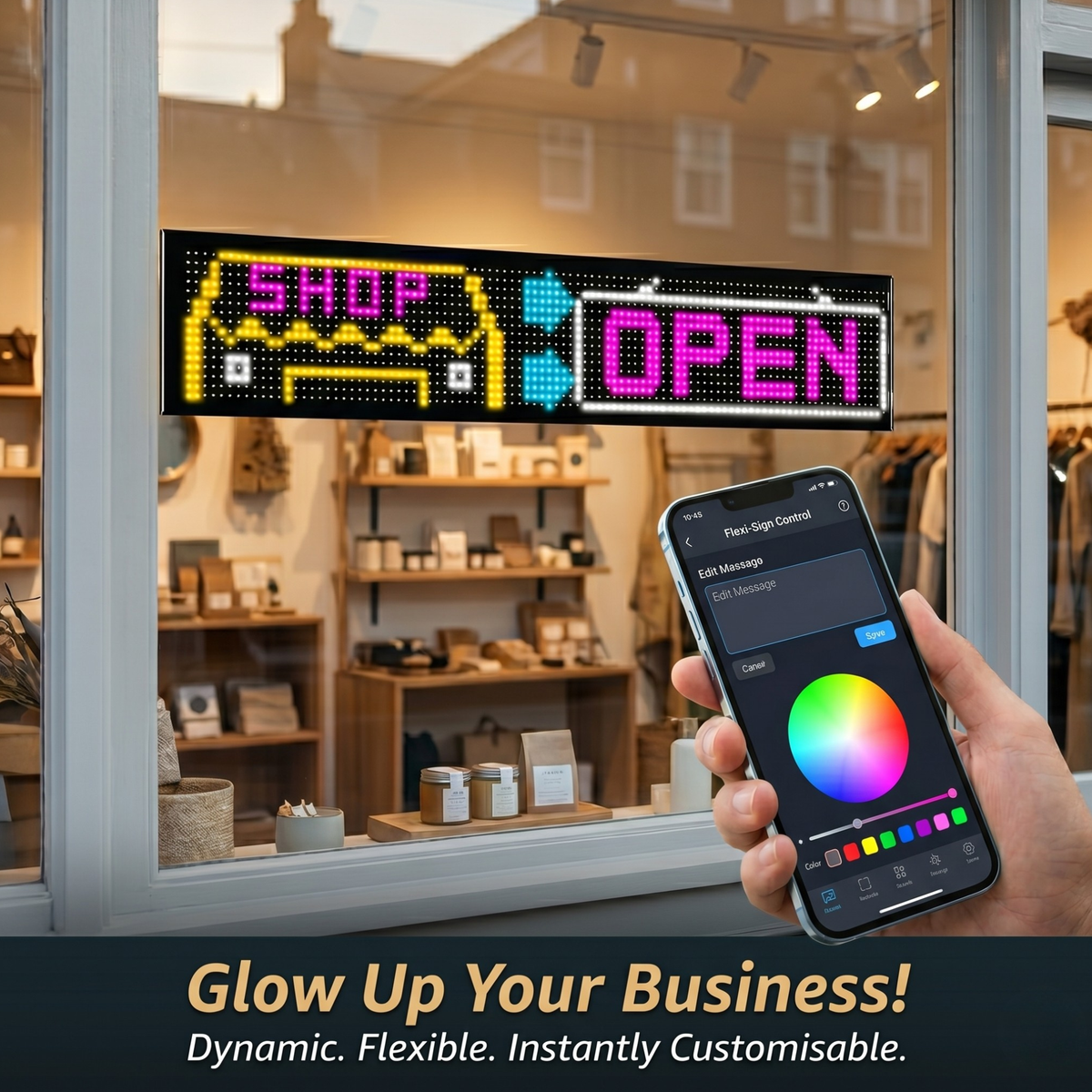 Flexible LED Display Sign with Mobile App Control (52.36" x 7.56")
