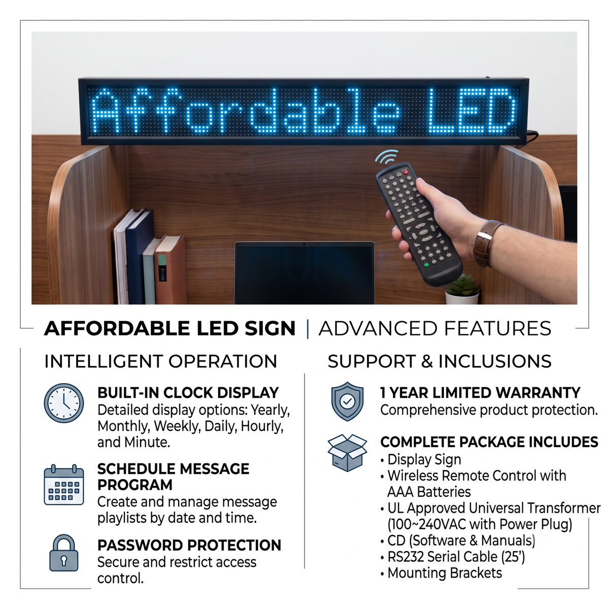 L-Series Blue Single Line Semi-outdoor Programmable LED Sign  (6.5" X 38")