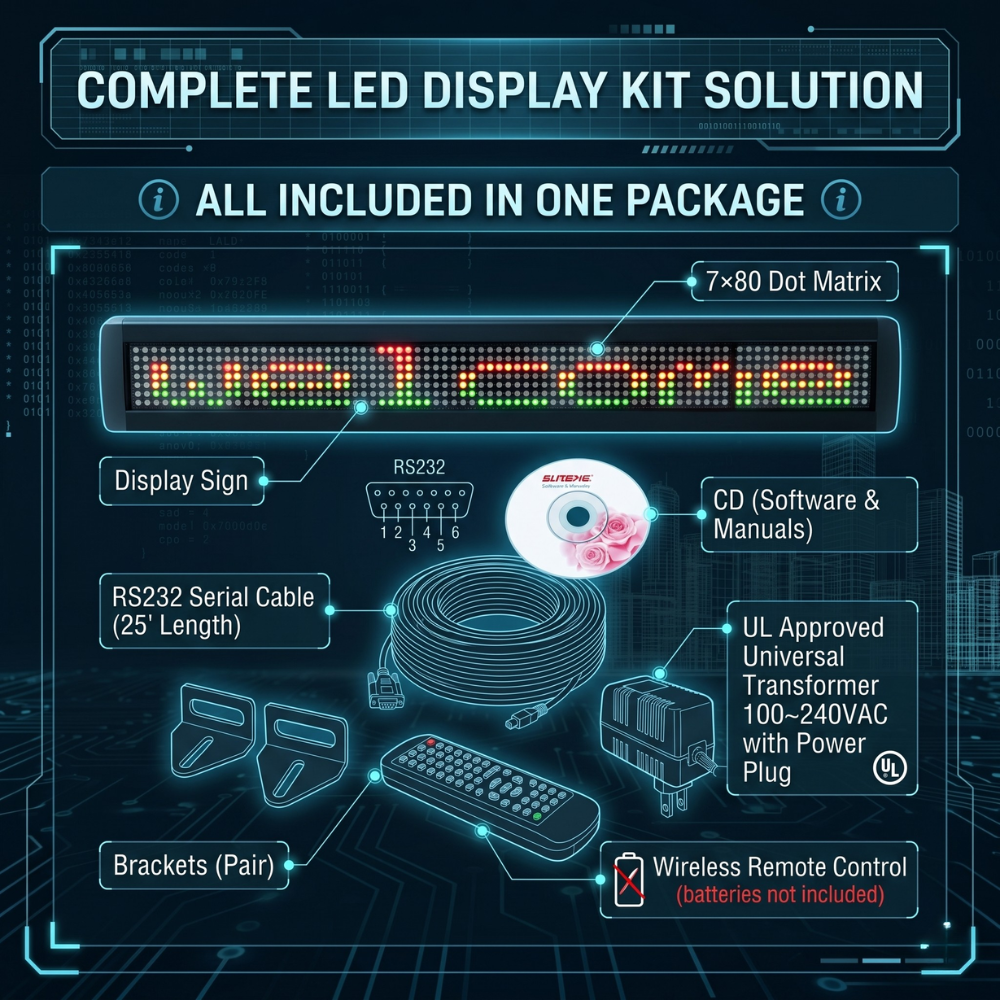 ML-Series Tri-Color Single Line Indoor Programmable LED Sign (4" X 26")