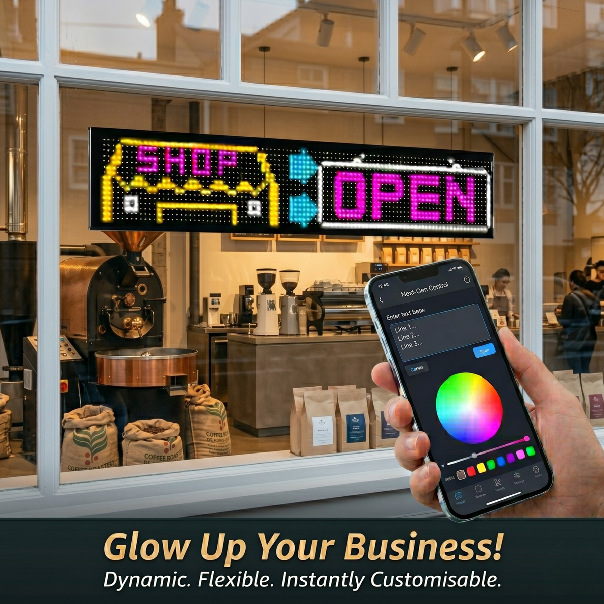 Flexible LED Display Sign with Mobile App Control (35.35" x 7.56")