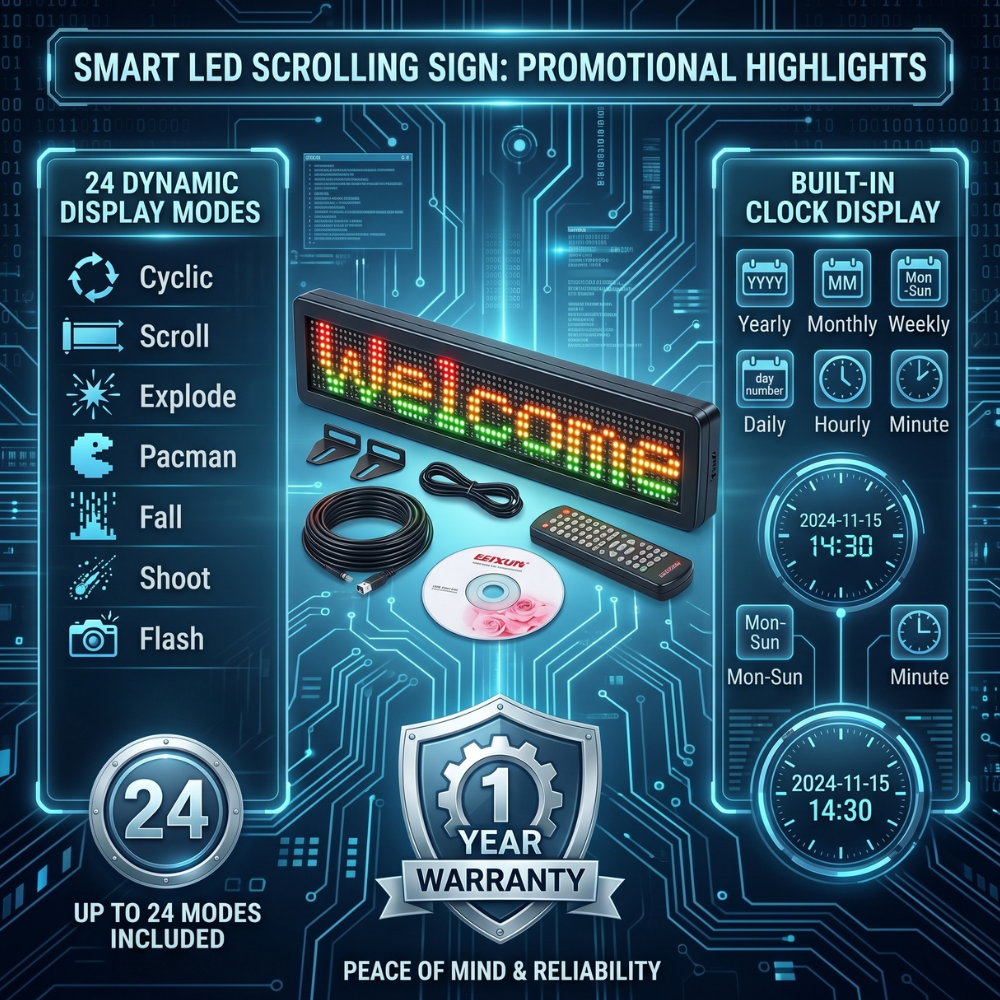 ML-Series Tri-Color Single Line Indoor Programmable LED Sign (4" X 26")