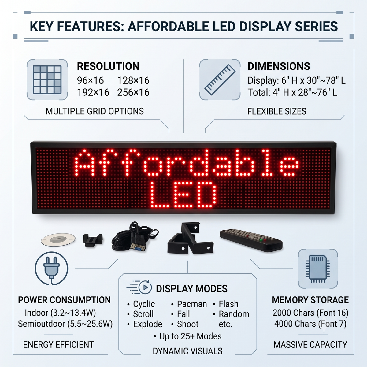 DO-Series Red Double Line Indoor Programmable LED Sign (6" X 39.6")