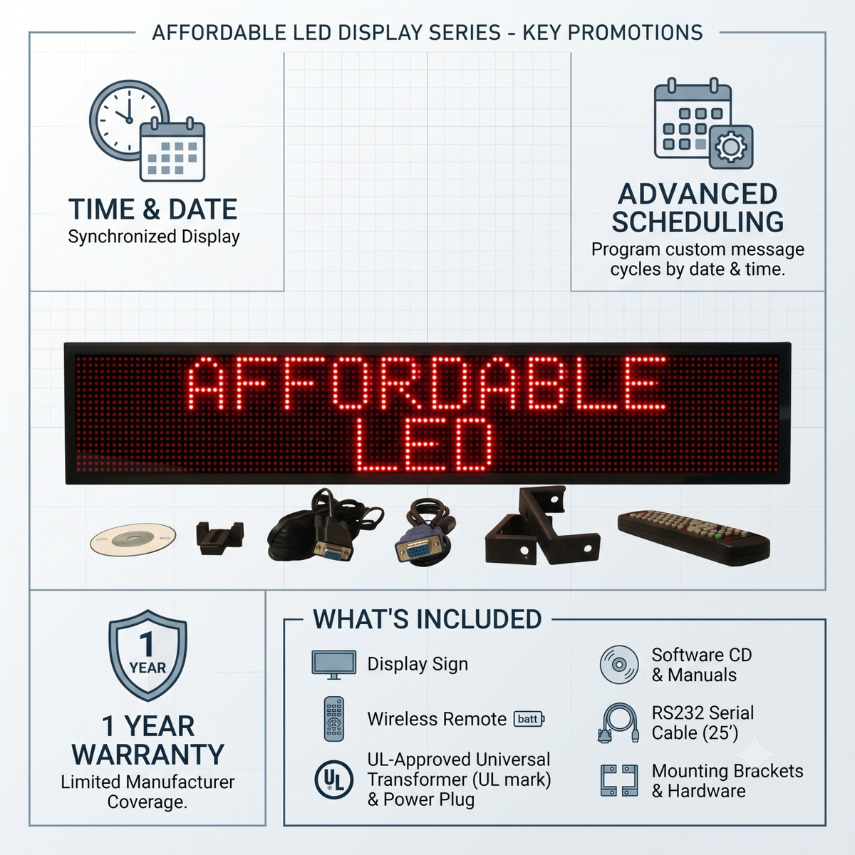 DO-Series Red Double Line Indoor Programmable LED Sign (6" X 39.6")