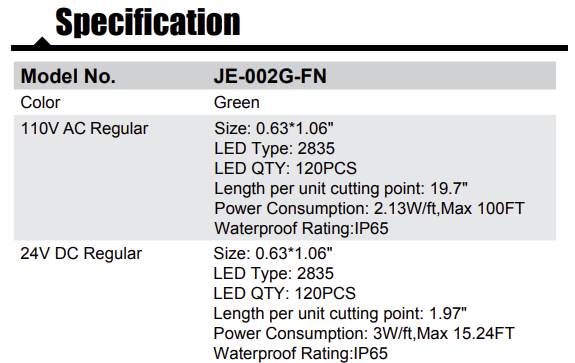 Green Flexible LED Neon Tube (120V)