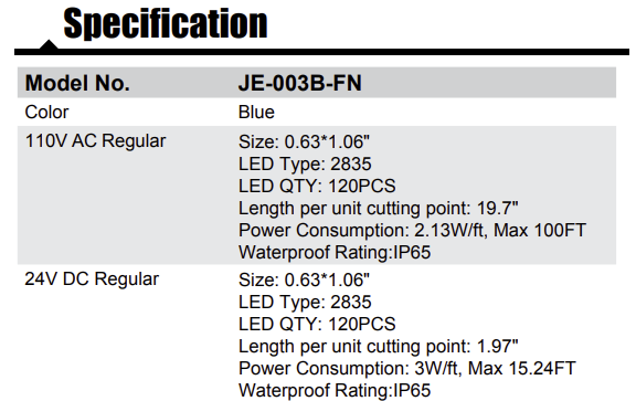 Blue Flexible LED Neon Tube (120V)