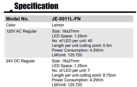 Lemon Flexible LED Neon Tube (120V)