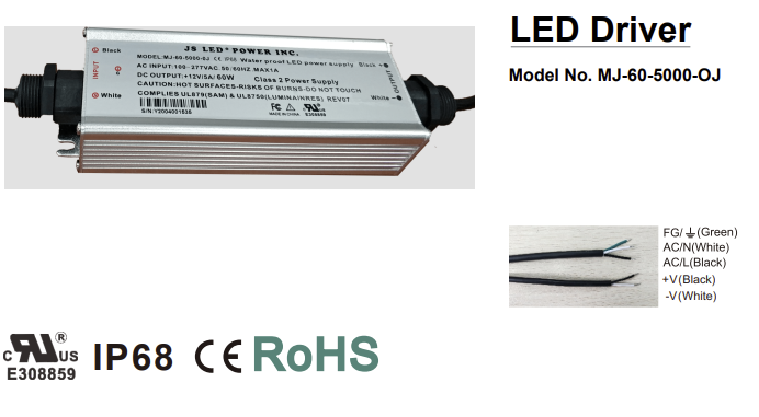 Outdoor 60W Power Supply Driver (IP68)