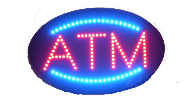 Red &amp; Blue LED ATM Sign (22&quot;L x 13&quot;H)