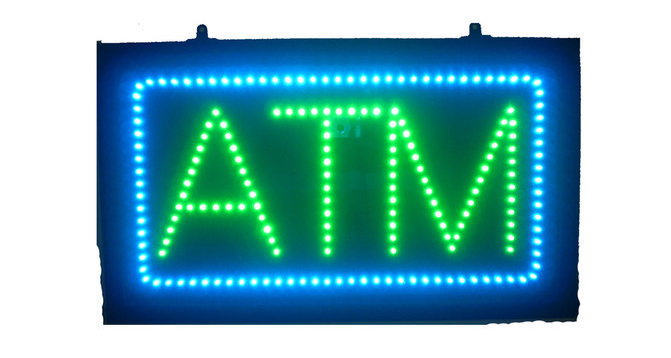 Green &amp; Blue LED ATM Sign (22&quot;L X 12&quot;H)