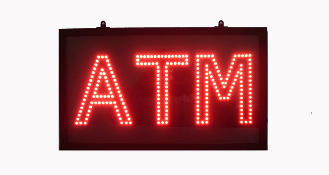 Red Outlined LED ATM Sign (22&quot;L X 12&quot;H)
